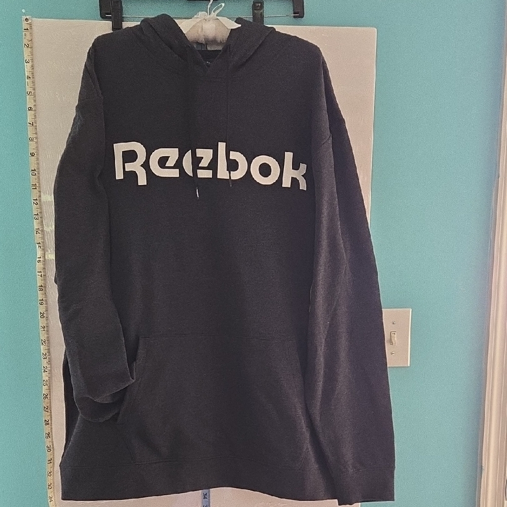 Reebok Charcoal Hoodie with White Logo